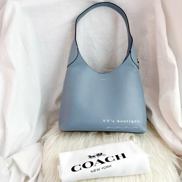 NWT Coach Brooklyn Shoulder Bag 28 Natural grain leather Bluebell Lt Blue CU068 - Picture 1 of 6